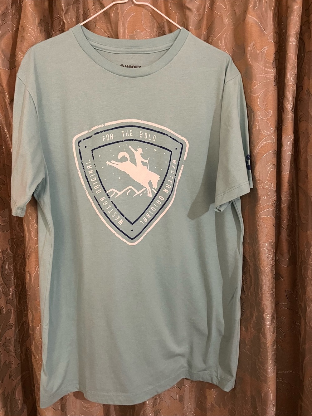 Hooey Light Blue Short Sleeve Tee with Bucking Rider Graphic